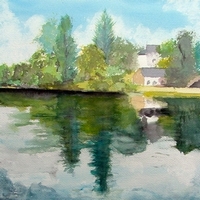 Jeux d'eau sur le lac de Huelgoat