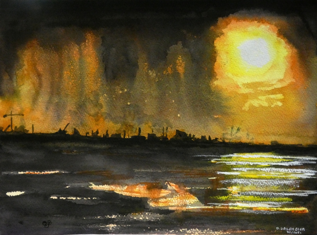 port de Dunkerque au coucher